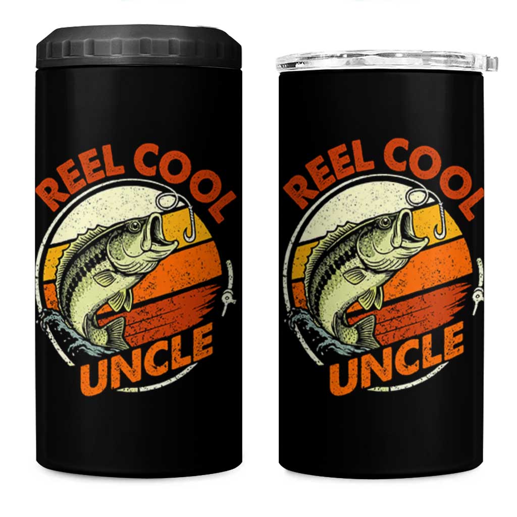 Uncle Fishing 4 in 1 Can Cooler Tumbler Reel Cool Uncle Funny Fathers Day Fisherman TS10 One Size: 16 oz Black Print Your Wear