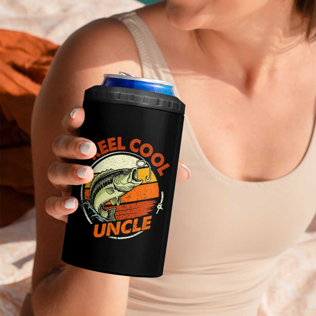 Uncle Fishing 4 in 1 Can Cooler Tumbler Reel Cool Uncle Funny Fathers Day Fisherman TS10 Print Your Wear