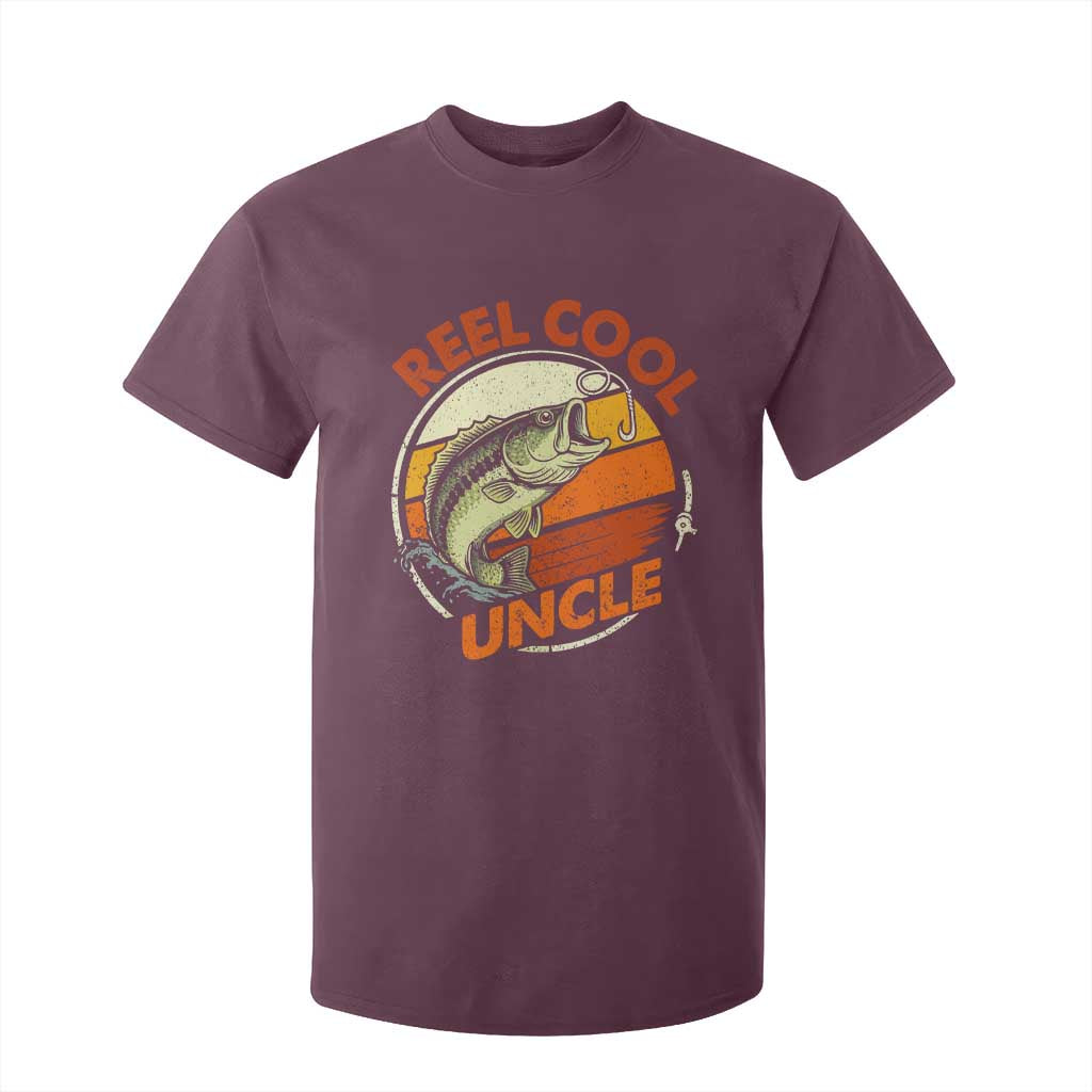 Uncle Fishing T Shirt For Kid Reel Cool Uncle Funny Fathers Day Fisherman TS10 Maroon Print Your Wear