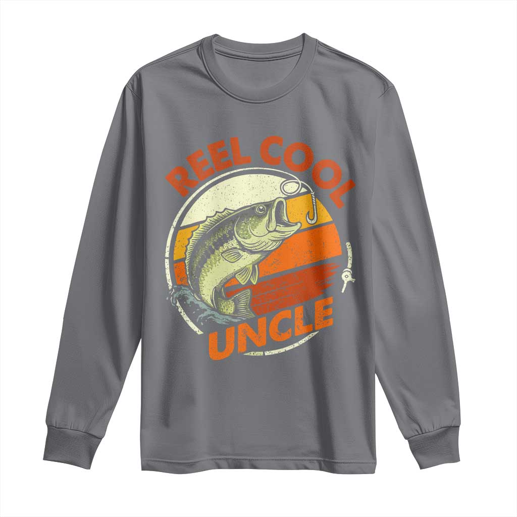 Uncle Fishing Long Sleeve Shirt Reel Cool Uncle Funny Fathers Day Fisherman TS10 Charcoal Print Your Wear