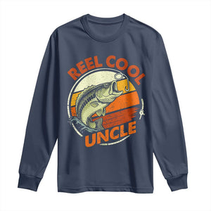 Uncle Fishing Long Sleeve Shirt Reel Cool Uncle Funny Fathers Day Fisherman TS10 Navy Print Your Wear