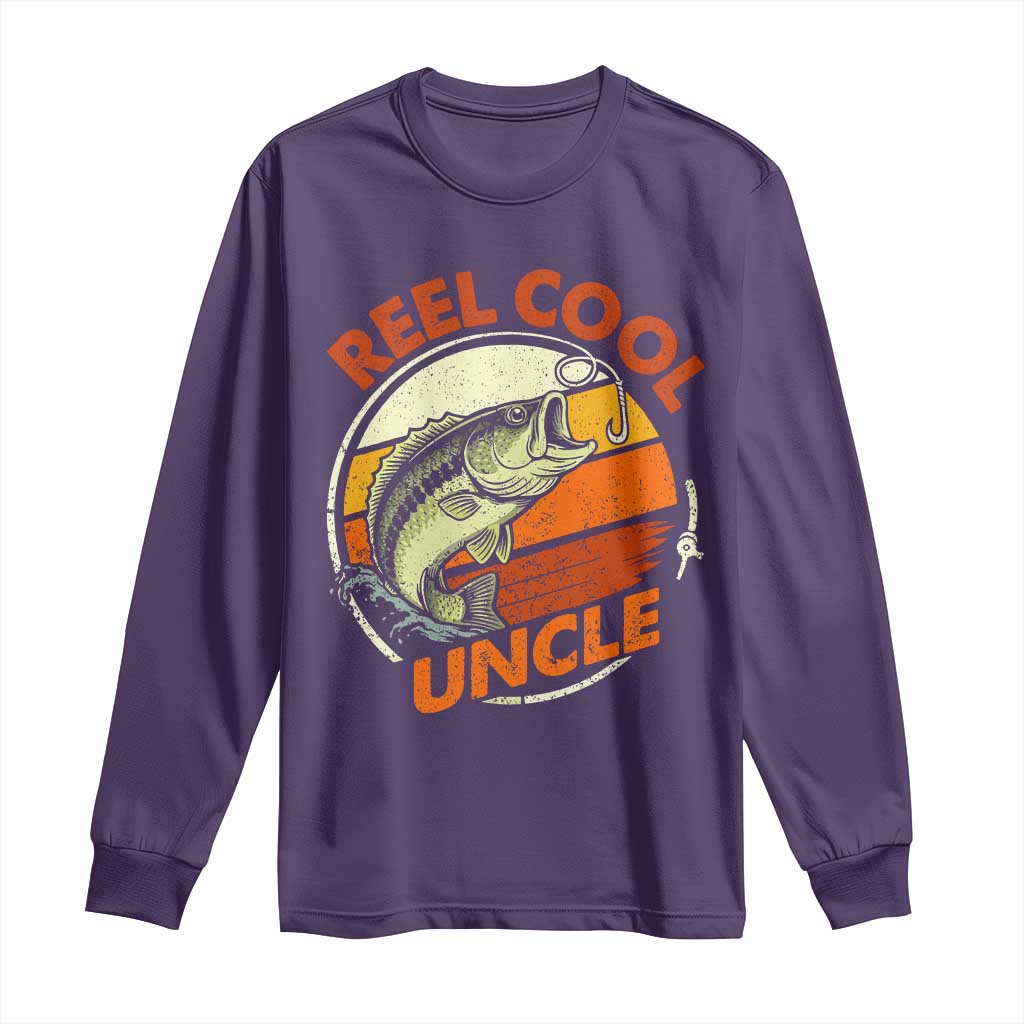 Uncle Fishing Long Sleeve Shirt Reel Cool Uncle Funny Fathers Day Fisherman TS10 Purple Print Your Wear