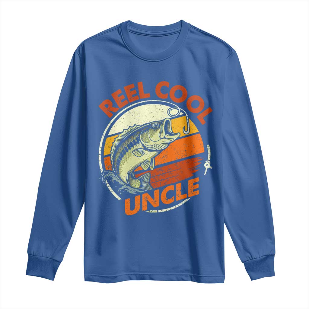 Uncle Fishing Long Sleeve Shirt Reel Cool Uncle Funny Fathers Day Fisherman TS10 Royal Blue Print Your Wear