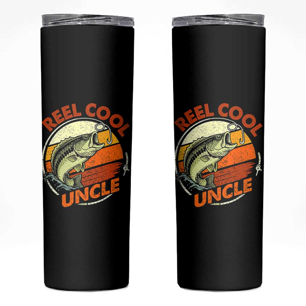 Uncle Fishing Skinny Tumbler Reel Cool Uncle Funny Fathers Day Fisherman TS10 Black Print Your Wear