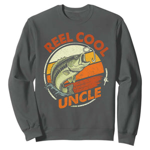 Uncle Fishing Sweatshirt Reel Cool Uncle Funny Fathers Day Fisherman TS10 Dark Heather Print Your Wear