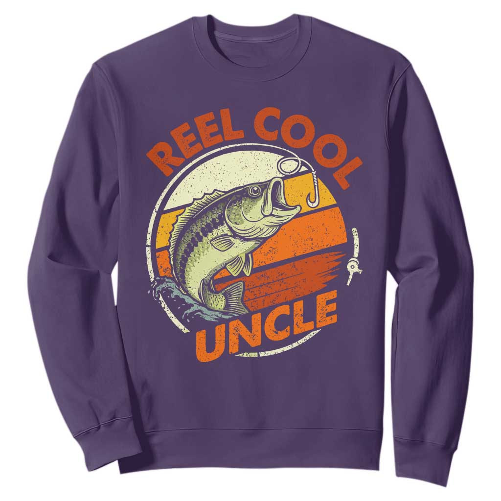 Uncle Fishing Sweatshirt Reel Cool Uncle Funny Fathers Day Fisherman TS10 Purple Print Your Wear
