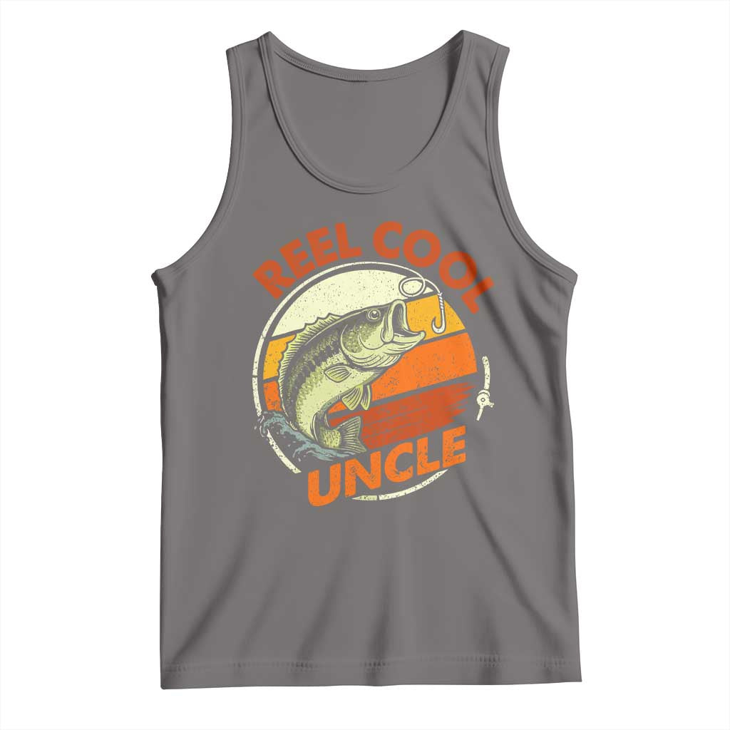 Uncle Fishing Tank Top Reel Cool Uncle Funny Fathers Day Fisherman TS10 Deep Heather Print Your Wear