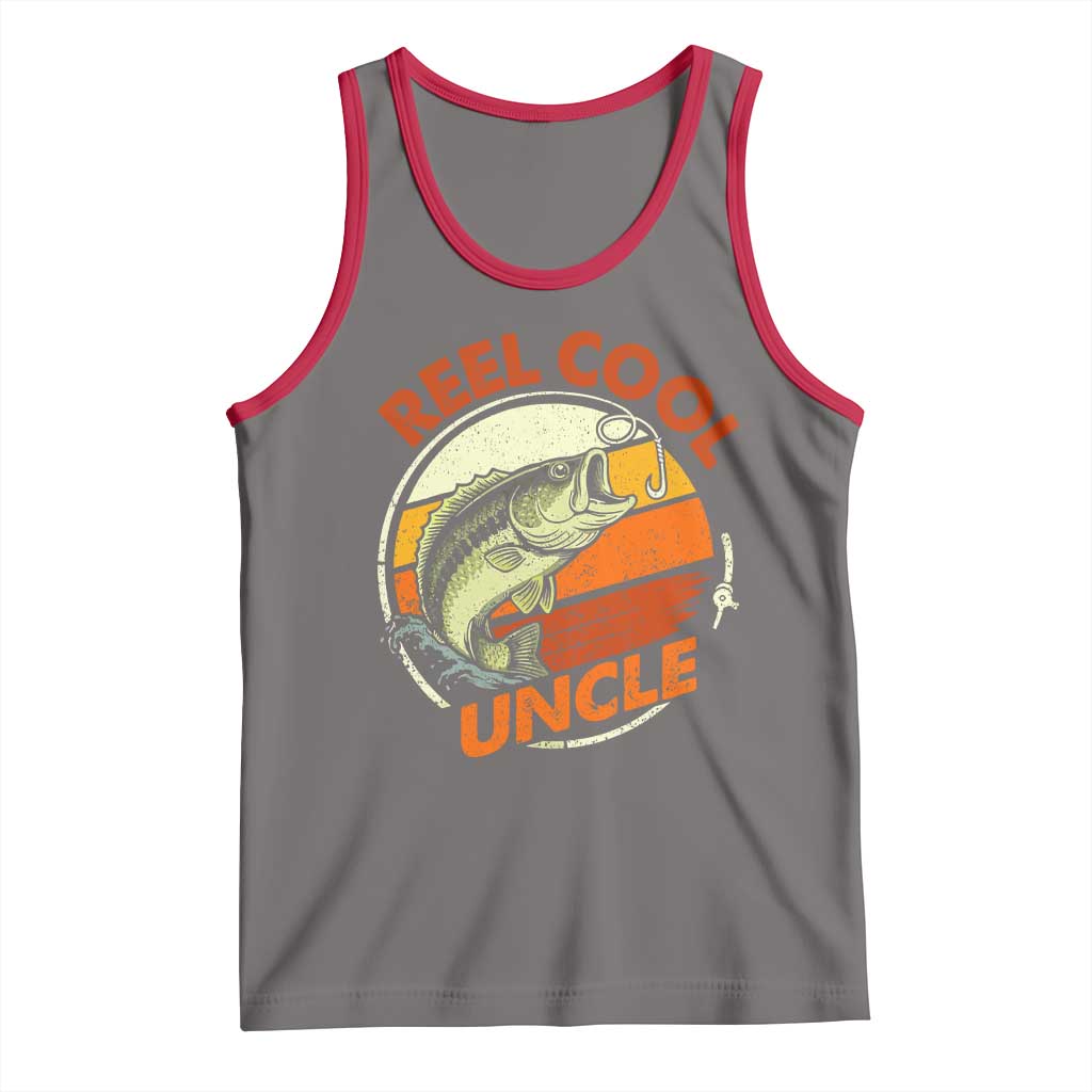 Uncle Fishing Tank Top Reel Cool Uncle Funny Fathers Day Fisherman TS10 Deep Heather Red Print Your Wear