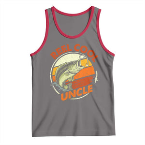 Uncle Fishing Tank Top Reel Cool Uncle Funny Fathers Day Fisherman TS10 Deep Heather Red Print Your Wear