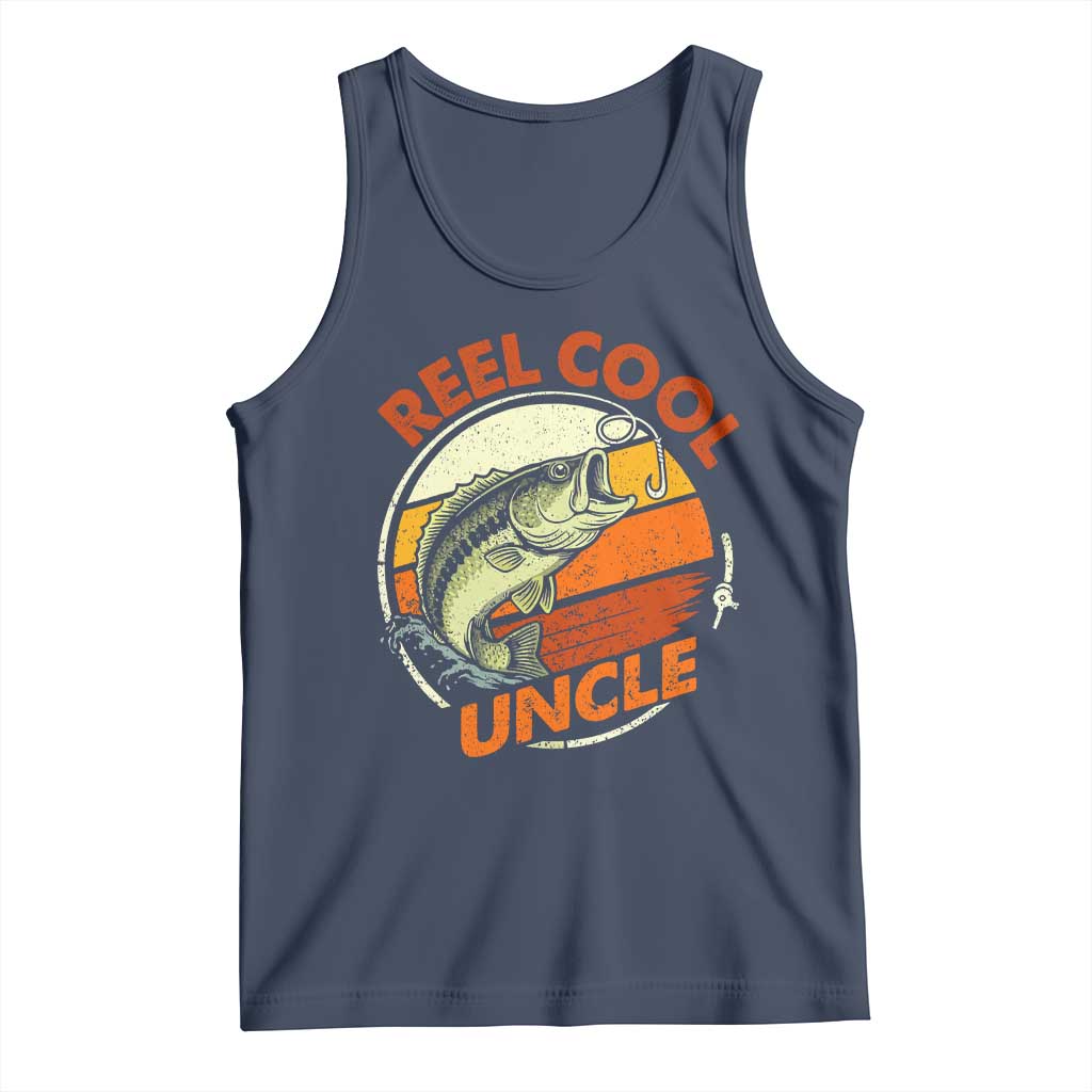 Uncle Fishing Tank Top Reel Cool Uncle Funny Fathers Day Fisherman TS10 Navy Print Your Wear