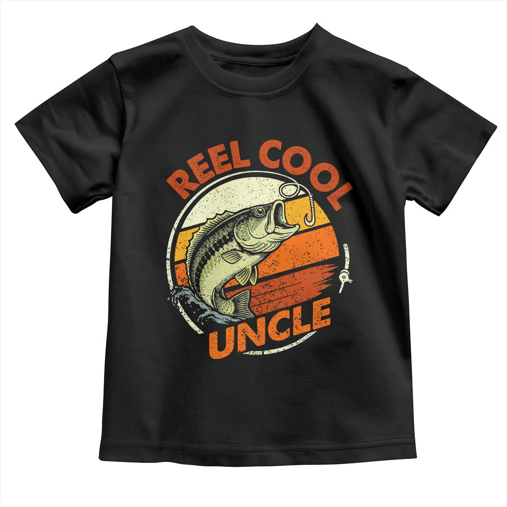 Uncle Fishing Toddler T Shirt Reel Cool Uncle Funny Fathers Day Fisherman TS10 Black Print Your Wear