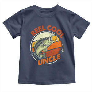 Uncle Fishing Toddler T Shirt Reel Cool Uncle Funny Fathers Day Fisherman TS10 Navy Print Your Wear