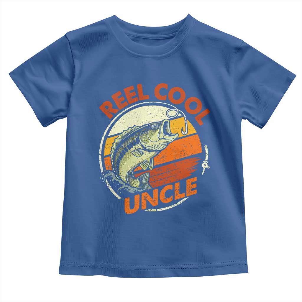 Uncle Fishing Toddler T Shirt Reel Cool Uncle Funny Fathers Day Fisherman TS10 Royal Blue Print Your Wear