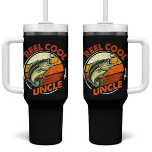Uncle Fishing Tumbler With Handle Reel Cool Uncle Funny Fathers Day Fisherman TS10 One Size: 40 oz Black Print Your Wear