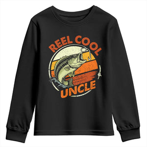 Uncle Fishing Youth Sweatshirt Reel Cool Uncle Funny Fathers Day Fisherman TS10 Black Print Your Wear