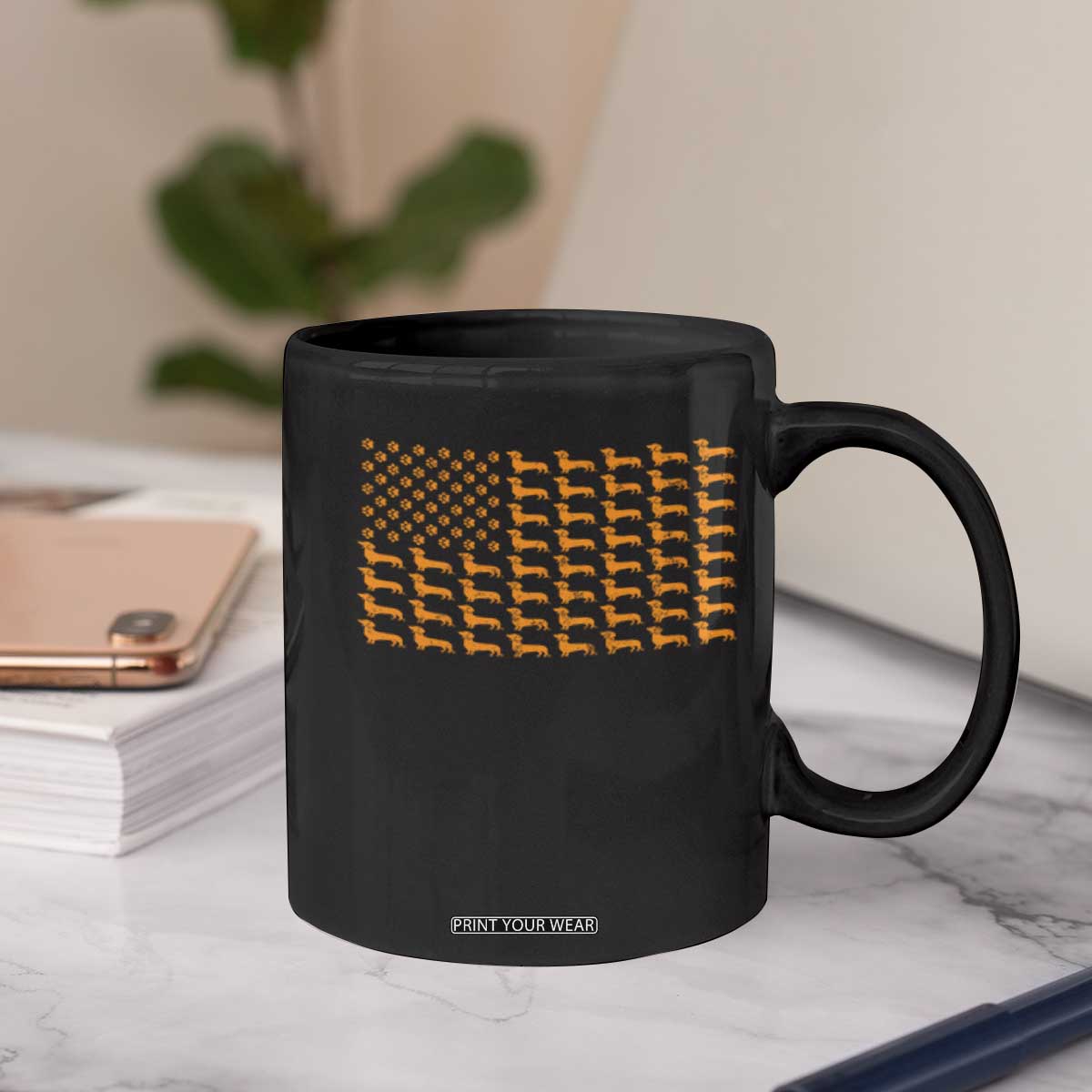Vintage Dachshund Dad American Flag Coffee Mug Weiner Dog Fathers Day Gifts For Dog Lovers Dad TS10 Print Your Wear