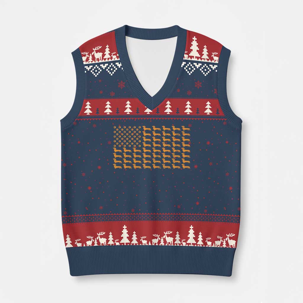 Vintage Dachshund Dad American Flag V-Neck Knit Sweater Vest Weiner Dog Fathers Day Gifts For Dog Lovers Dad TS10 Navy Red Print Your Wear