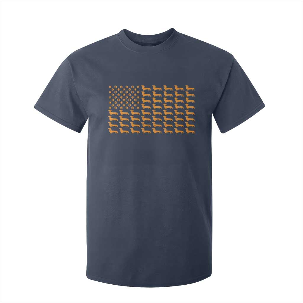 Vintage Dachshund Dad American Flag T Shirt For Kid Weiner Dog Fathers Day Gifts For Dog Lovers Dad TS10 Navy Print Your Wear