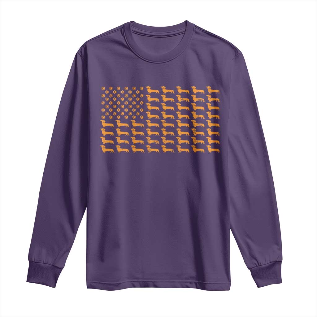 Vintage Dachshund Dad American Flag Long Sleeve Shirt Weiner Dog Fathers Day Gifts For Dog Lovers Dad TS10 Purple Print Your Wear