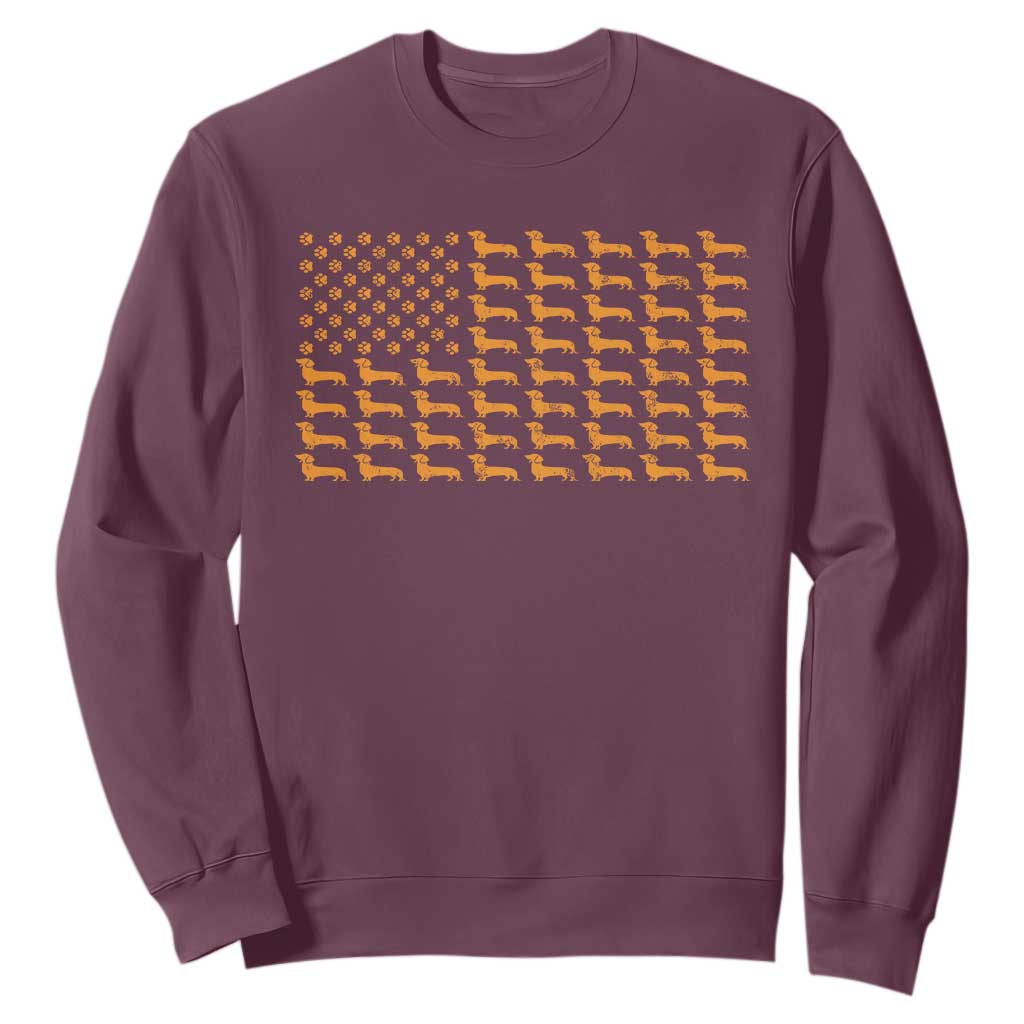 Vintage Dachshund Dad American Flag Sweatshirt Weiner Dog Fathers Day Gifts For Dog Lovers Dad TS10 Maroon Print Your Wear