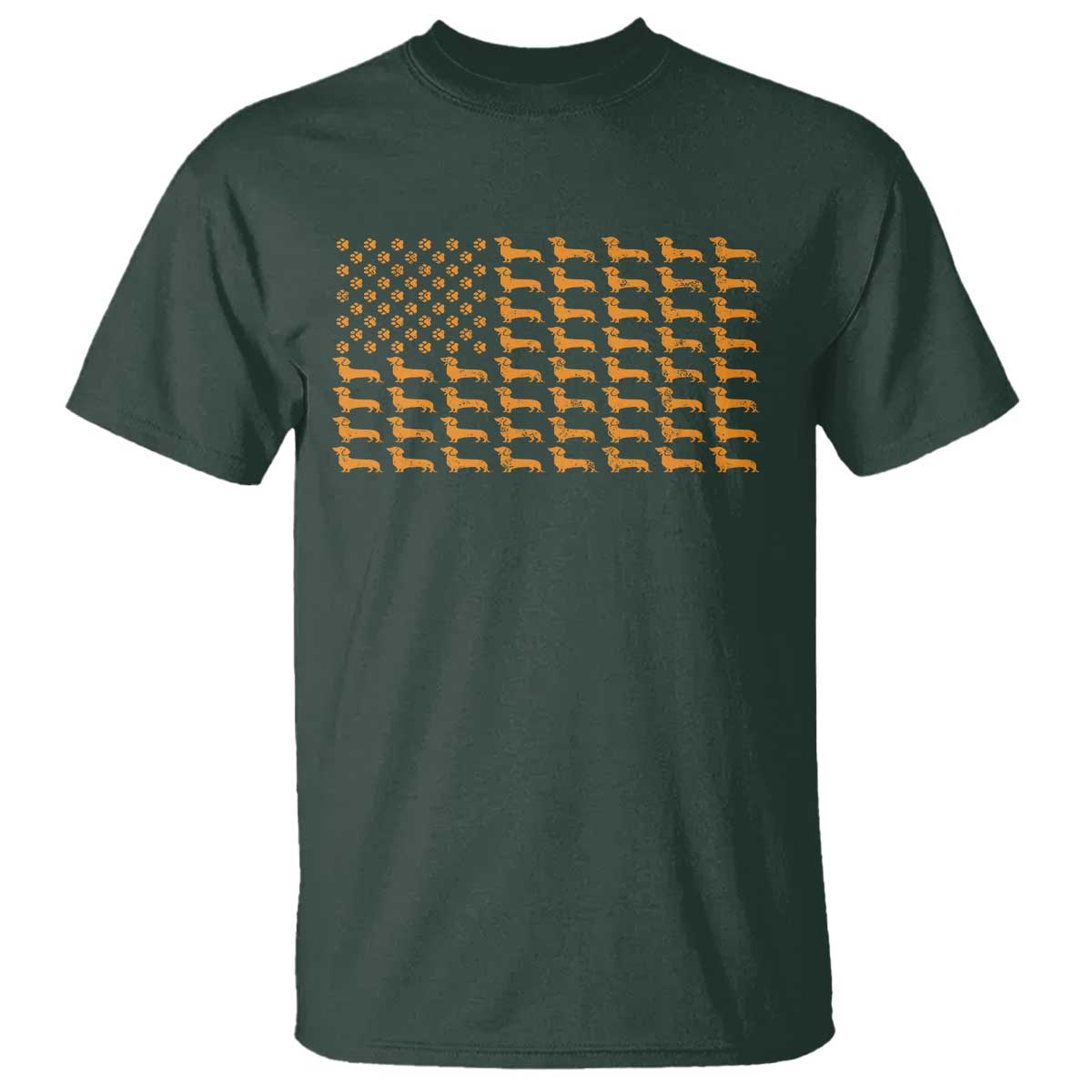Vintage Dachshund Dad American Flag T Shirt Weiner Dog Fathers Day Gifts For Dog Lovers Dad TS10 Dark Forest Green Print Your Wear