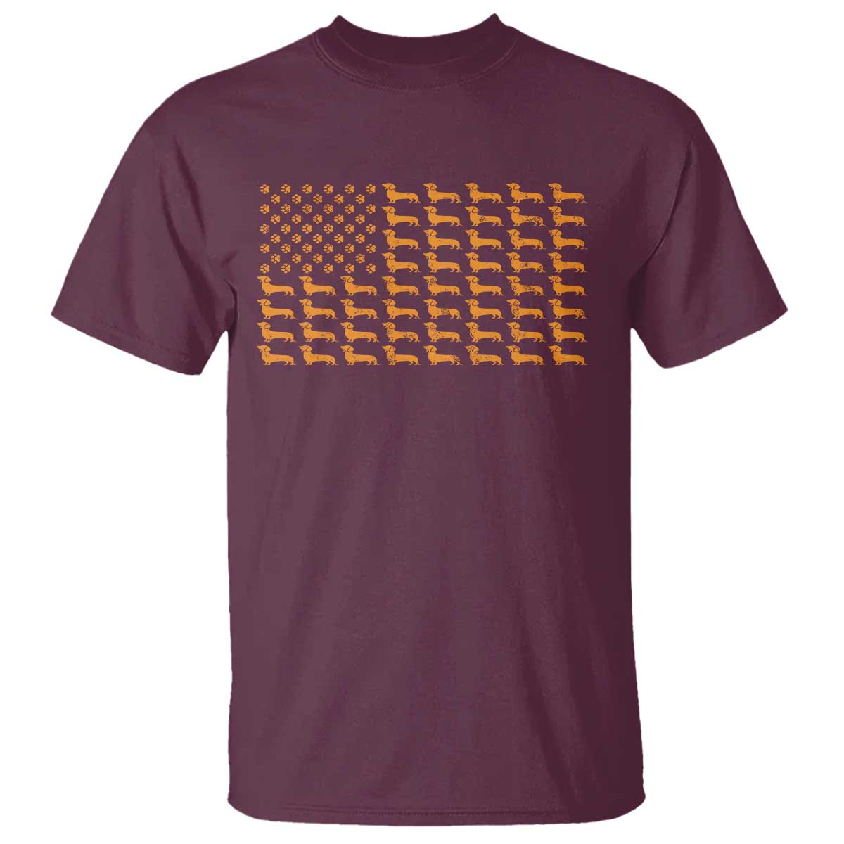 Vintage Dachshund Dad American Flag T Shirt Weiner Dog Fathers Day Gifts For Dog Lovers Dad TS10 Maroon Print Your Wear