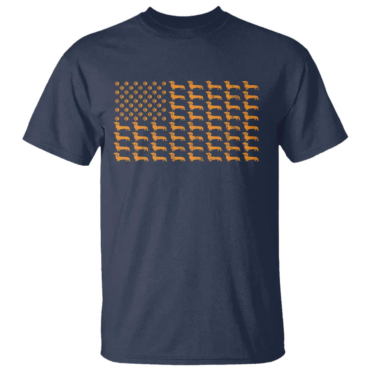 Vintage Dachshund Dad American Flag T Shirt Weiner Dog Fathers Day Gifts For Dog Lovers Dad TS10 Navy Print Your Wear
