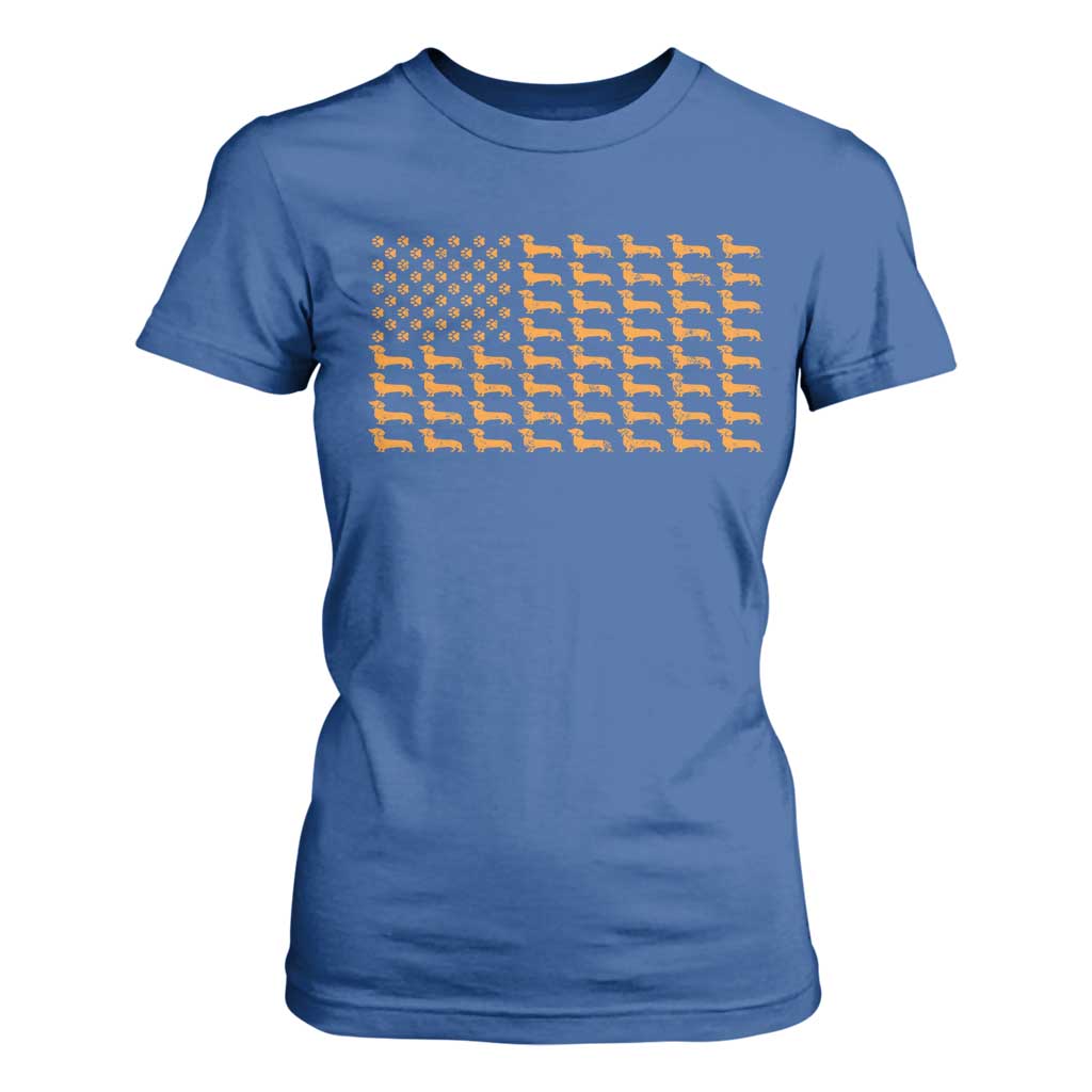 Vintage Dachshund Dad American Flag T Shirt For Women Weiner Dog Fathers Day Gifts For Dog Lovers Dad TS10 Royal Blue Print Your Wear