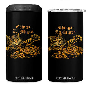 Chinga La Migra 4 in 1 Can Cooler Tumbler Retro Protest Subtle FDT Cat Meme TS10 One Size: 16 oz Black Print Your Wear