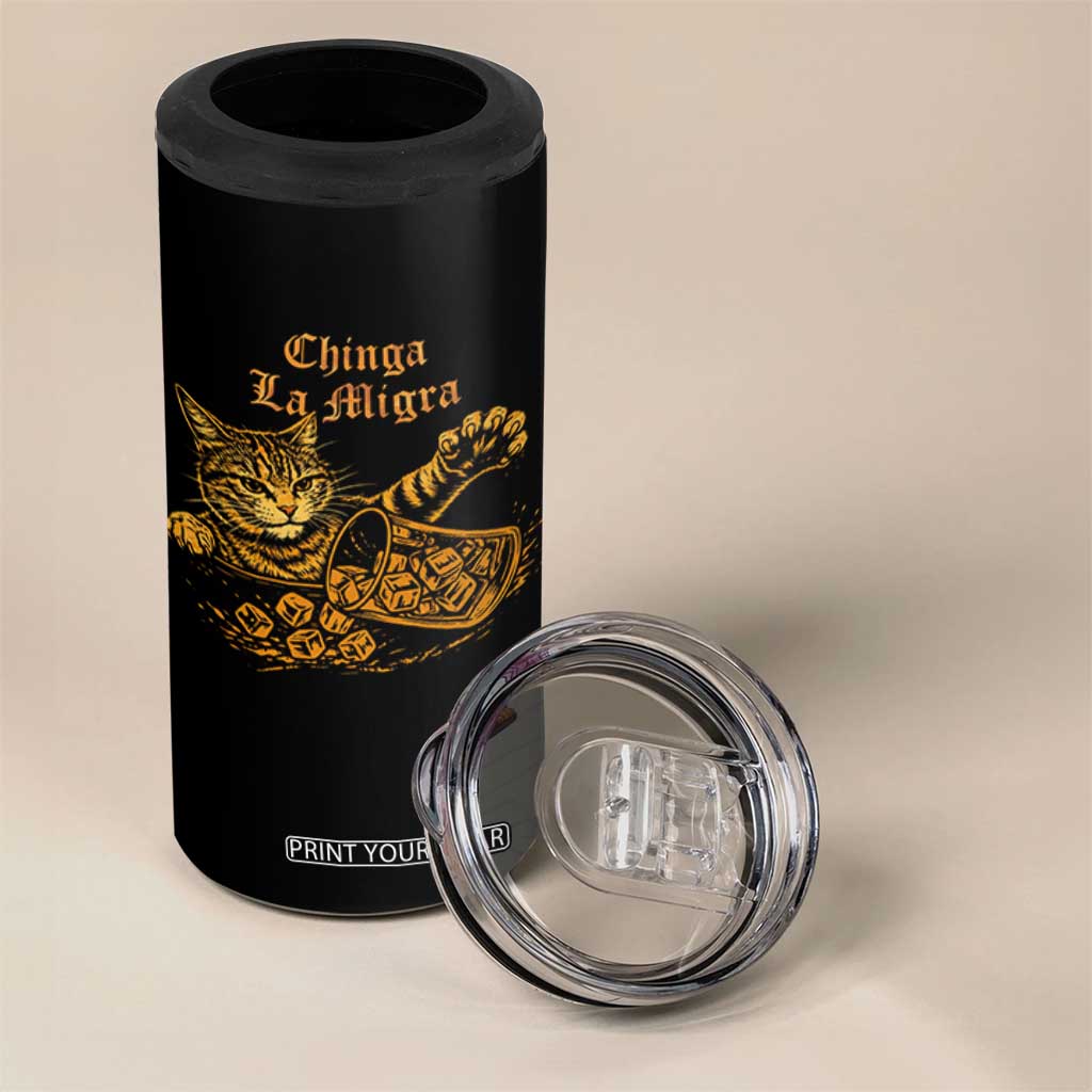 Chinga La Migra 4 in 1 Can Cooler Tumbler Retro Protest Subtle FDT Cat Meme TS10 Print Your Wear