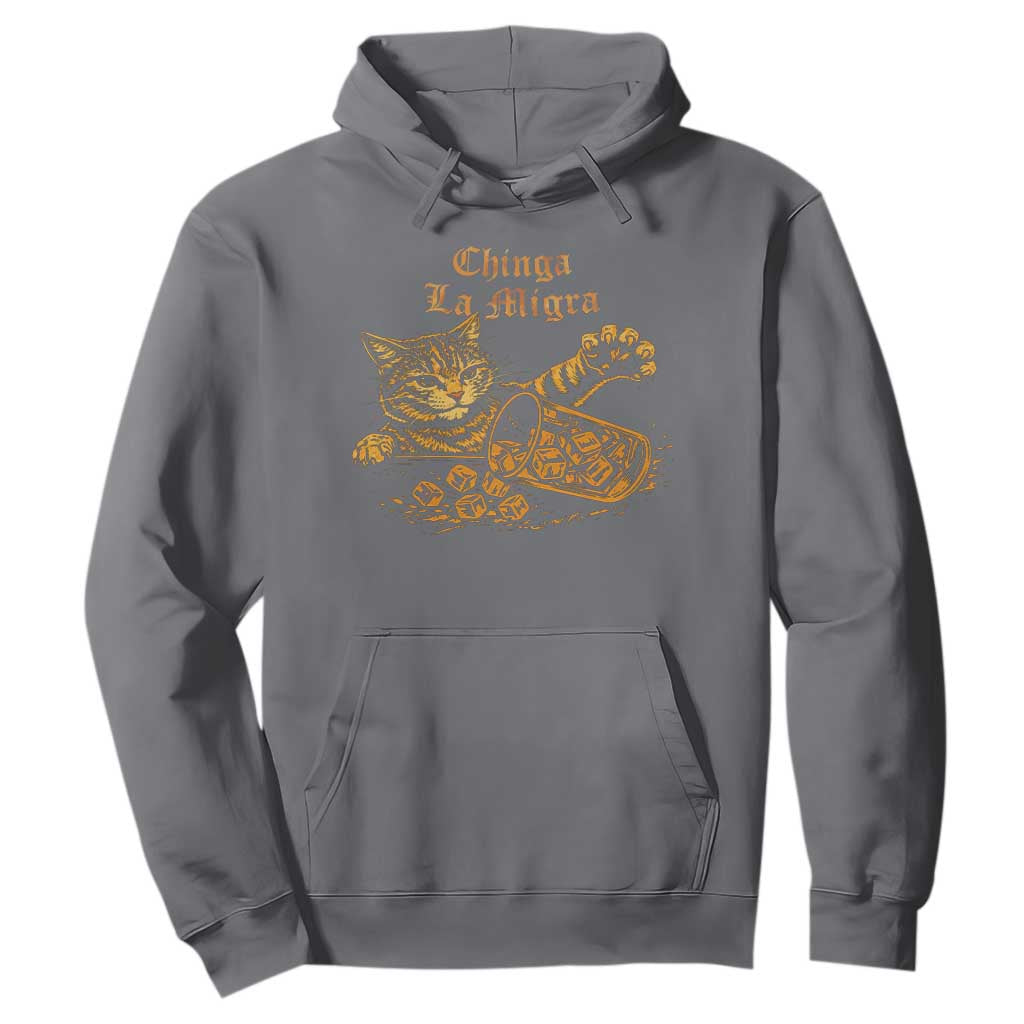 Chinga La Migra Hoodie Retro Protest Subtle FDT Cat Meme TS10 Charcoal Print Your Wear