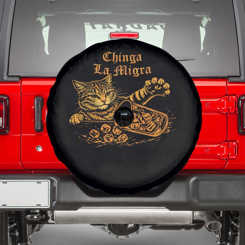 Chinga La Migra Spare Tire Cover Retro Protest Subtle FDT Cat Meme TS10 Black Print Your Wear
