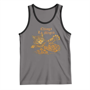 Chinga La Migra Tank Top Retro Protest Subtle FDT Cat Meme TS10 Deep Heather Black Print Your Wear