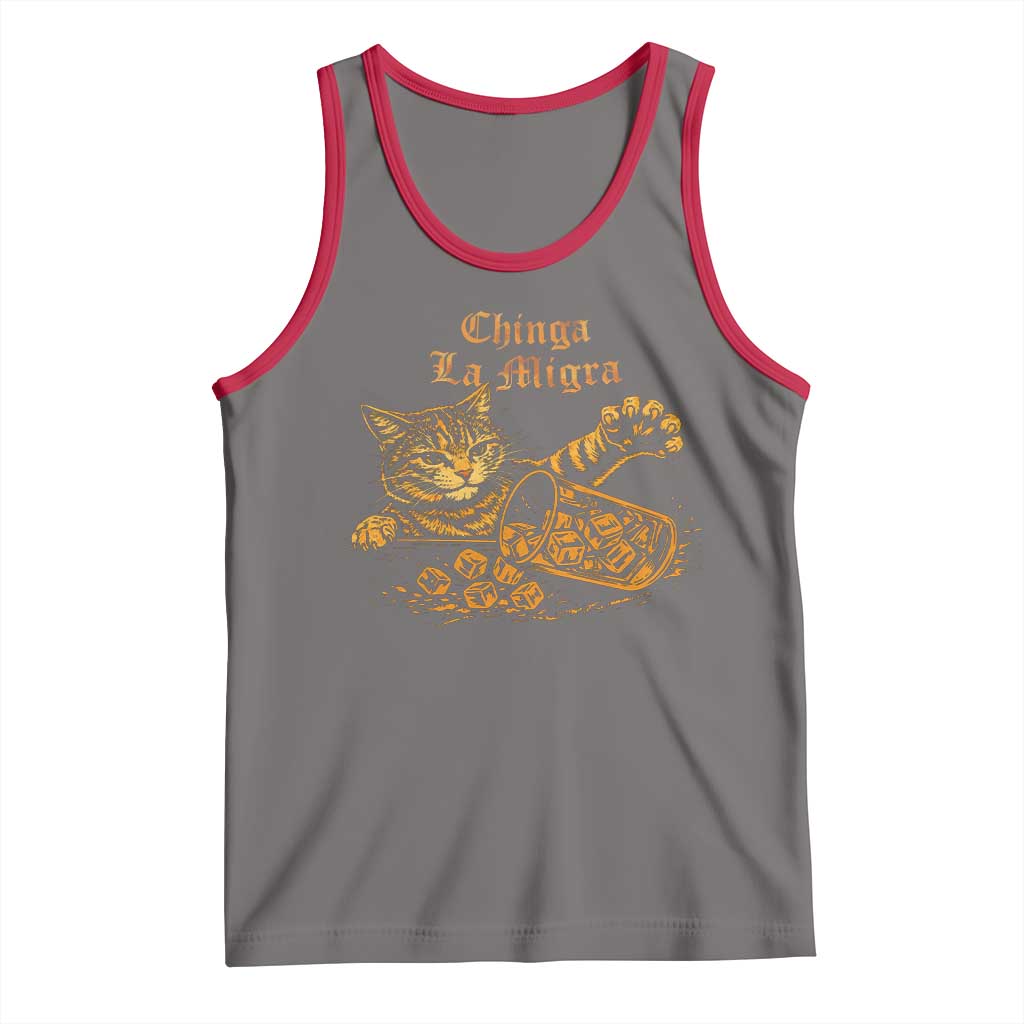 Chinga La Migra Tank Top Retro Protest Subtle FDT Cat Meme TS10 Deep Heather Red Print Your Wear