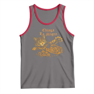 Chinga La Migra Tank Top Retro Protest Subtle FDT Cat Meme TS10 Deep Heather Red Print Your Wear