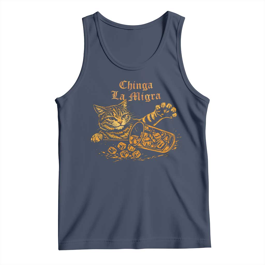 Chinga La Migra Tank Top Retro Protest Subtle FDT Cat Meme TS10 Navy Print Your Wear