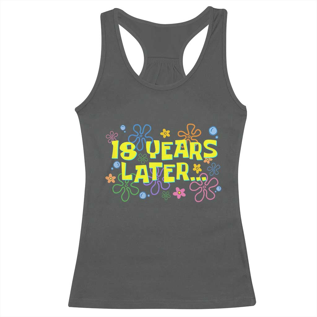 18 Years Later 18th Birthday Racerback Tank Top Eighteen Party Funny Meme TS10 Dark Heather Print Your Wear
