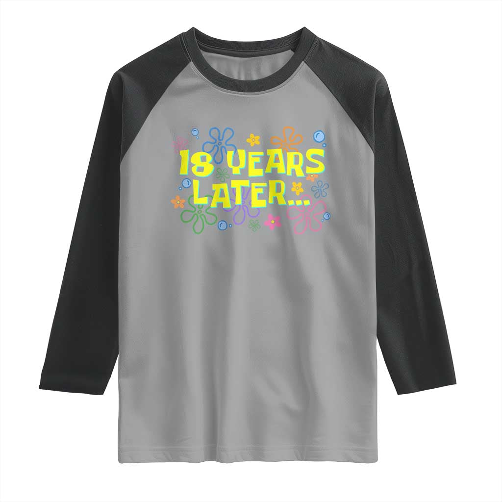 18 Years Later 18th Birthday Raglan Shirt Eighteen Party Funny Meme TS10 Sport Gray Black Print Your Wear