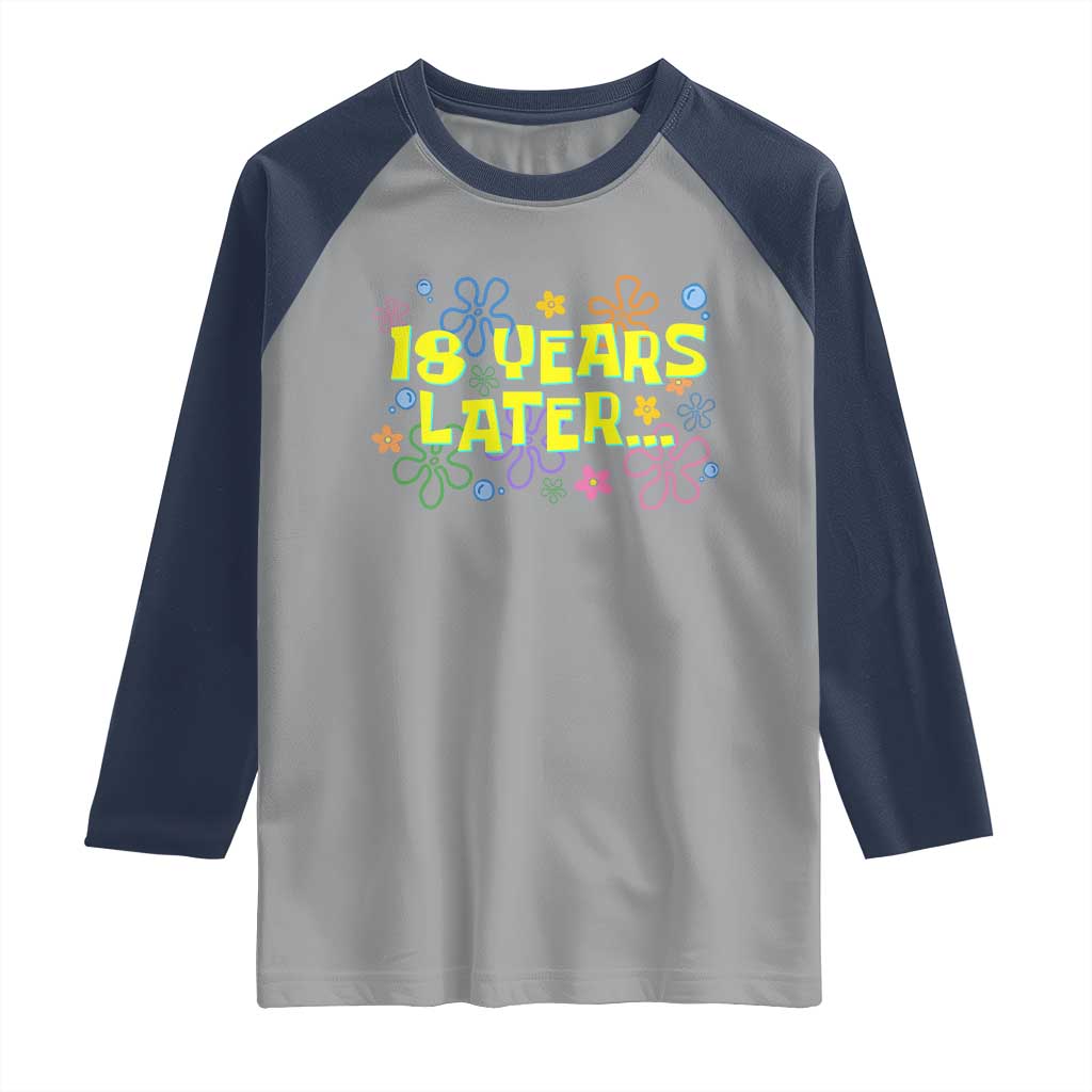 18 Years Later 18th Birthday Raglan Shirt Eighteen Party Funny Meme TS10 Sport Gray Navy Print Your Wear