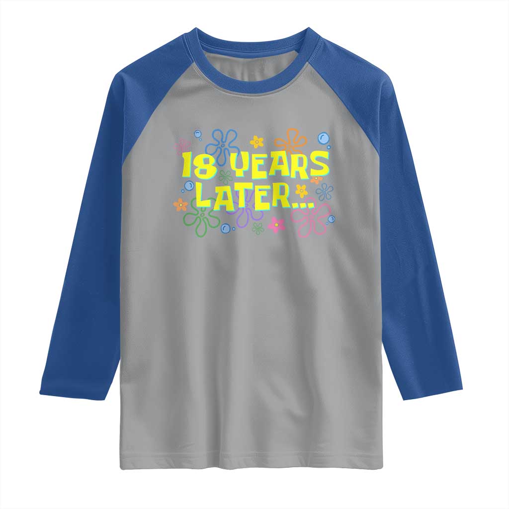 18 Years Later 18th Birthday Raglan Shirt Eighteen Party Funny Meme TS10 Sport Gray Royal Print Your Wear