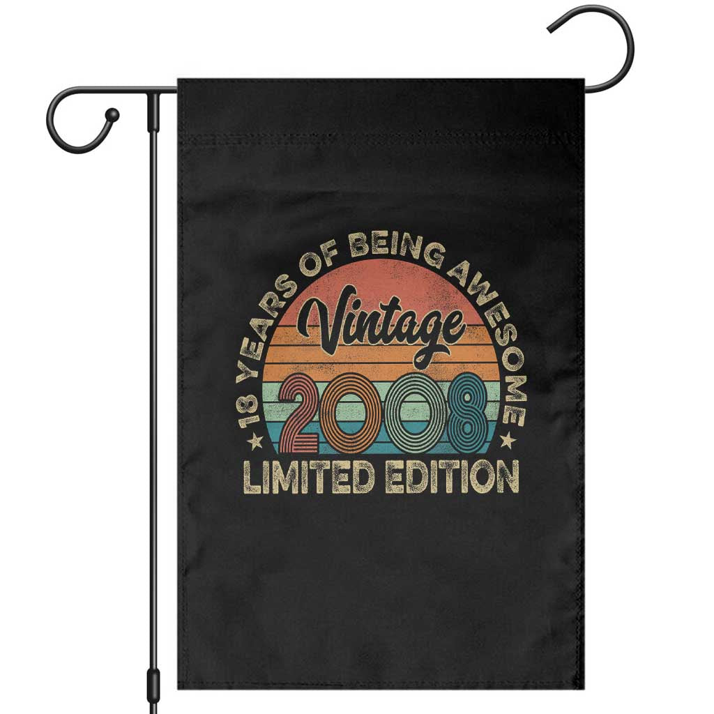 Vintage 2008 18th Birthday Gifts Garden Flag Limited Edition 18 Year Old Bday TS10 Black Print Your Wear