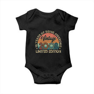 Vintage 2008 18th Birthday Gifts Baby Onesie Limited Edition 18 Year Old Bday TS10 Black Print Your Wear