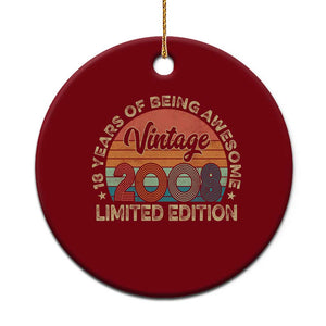 Vintage 2008 18th Birthday Gifts Ceramic Ornament Limited Edition 18 Year Old Bday TS10 1pc Red Print Your Wear