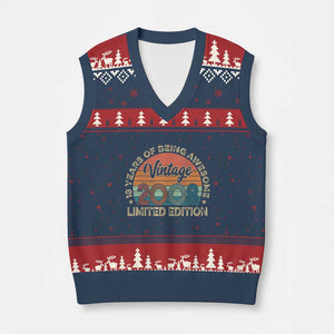 Vintage 2008 18th Birthday Gifts V-Neck Knit Sweater Vest Limited Edition 18 Year Old Bday TS10 Navy Red Print Your Wear