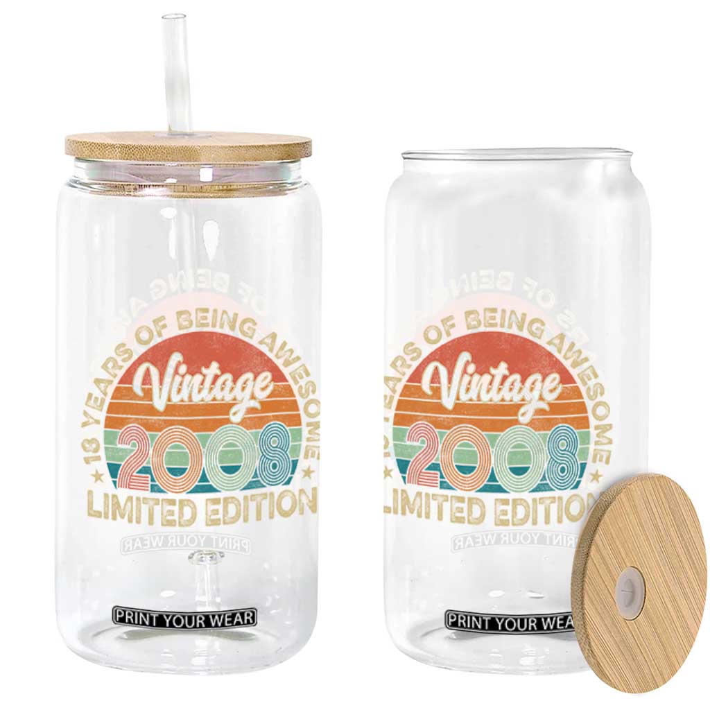Vintage 2008 18th Birthday Gifts Glass Can Limited Edition 18 Year Old Bday TS10 Print Your Wear