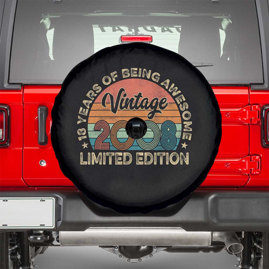 Vintage 2008 18th Birthday Gifts Spare Tire Cover Limited Edition 18 Year Old Bday TS10 Black Print Your Wear
