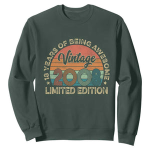 Vintage 2008 18th Birthday Gifts Sweatshirt Limited Edition 18 Year Old Bday TS10 Dark Forest Green Print Your Wear