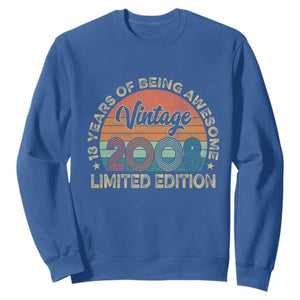 Vintage 2008 18th Birthday Gifts Sweatshirt Limited Edition 18 Year Old Bday TS10 Royal Blue Print Your Wear