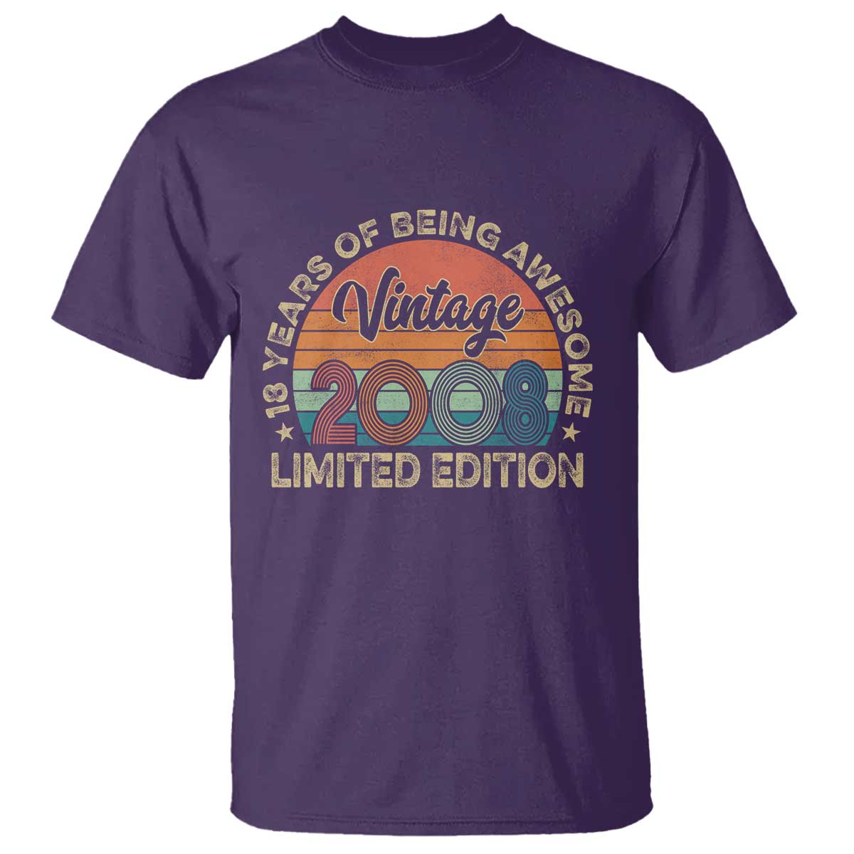 Vintage 2008 18th Birthday Gifts T Shirt Limited Edition 18 Year Old Bday TS10 Purple Print Your Wear
