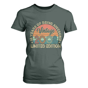 Vintage 2008 18th Birthday Gifts T Shirt For Women Limited Edition 18 Year Old Bday TS10 Dark Forest Green Print Your Wear